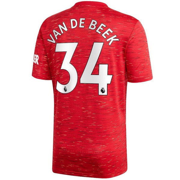 Camiseta Manchester United NO.34 Van De Beek Primera equipo 2020-2021 Rojo